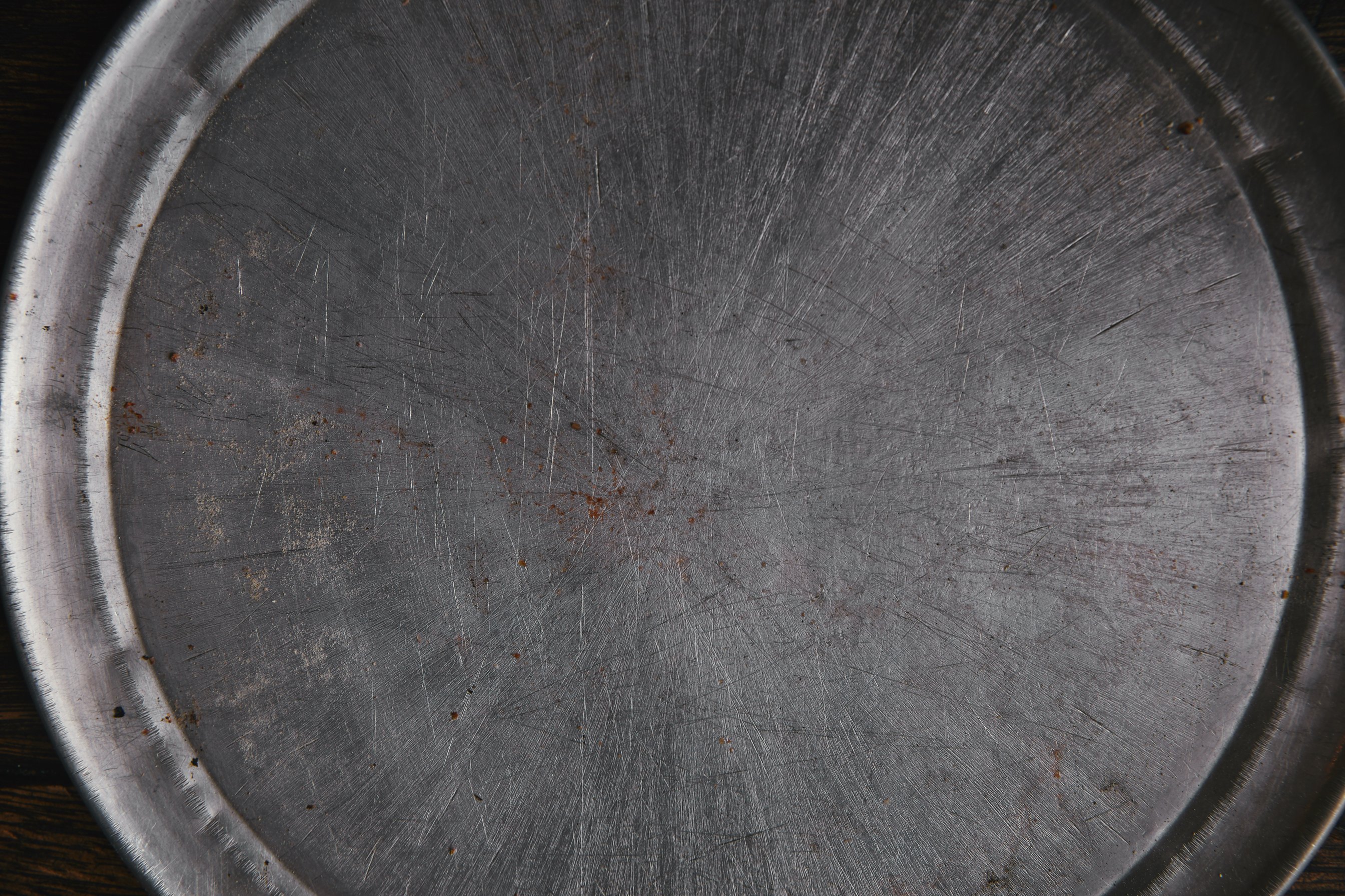 top view of empty metal kitchen tray